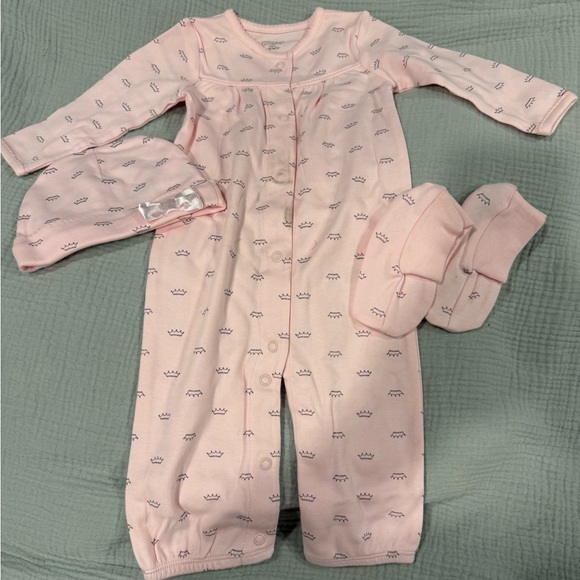 Carter's Other - Carter's Light Pink Footed One-Piece Sleepwear with Hat & Mittens